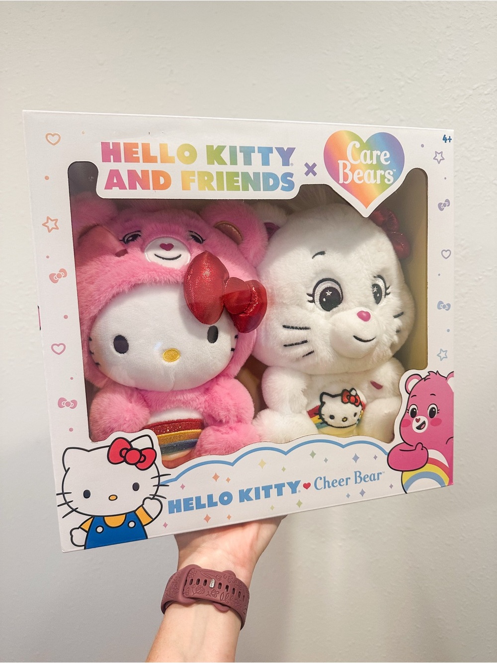 Care Bears x Hello Kitty Plush Duo — Pink & White